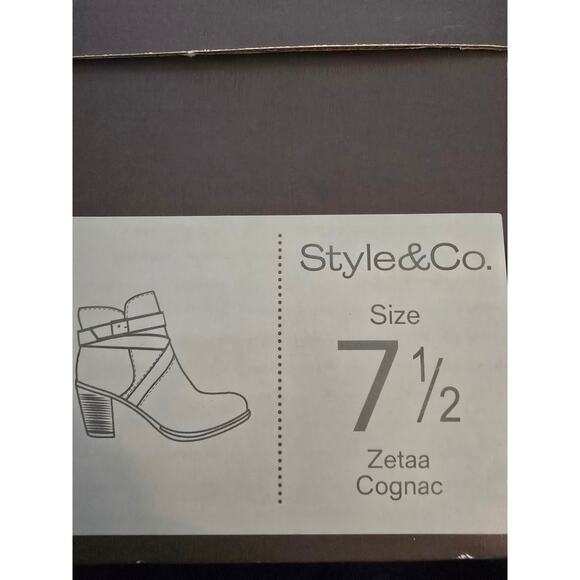 Style & Co Zetaa Heeled Mini Bootie in Cognac Brown New Size 7.5 - Picture 4 of 4